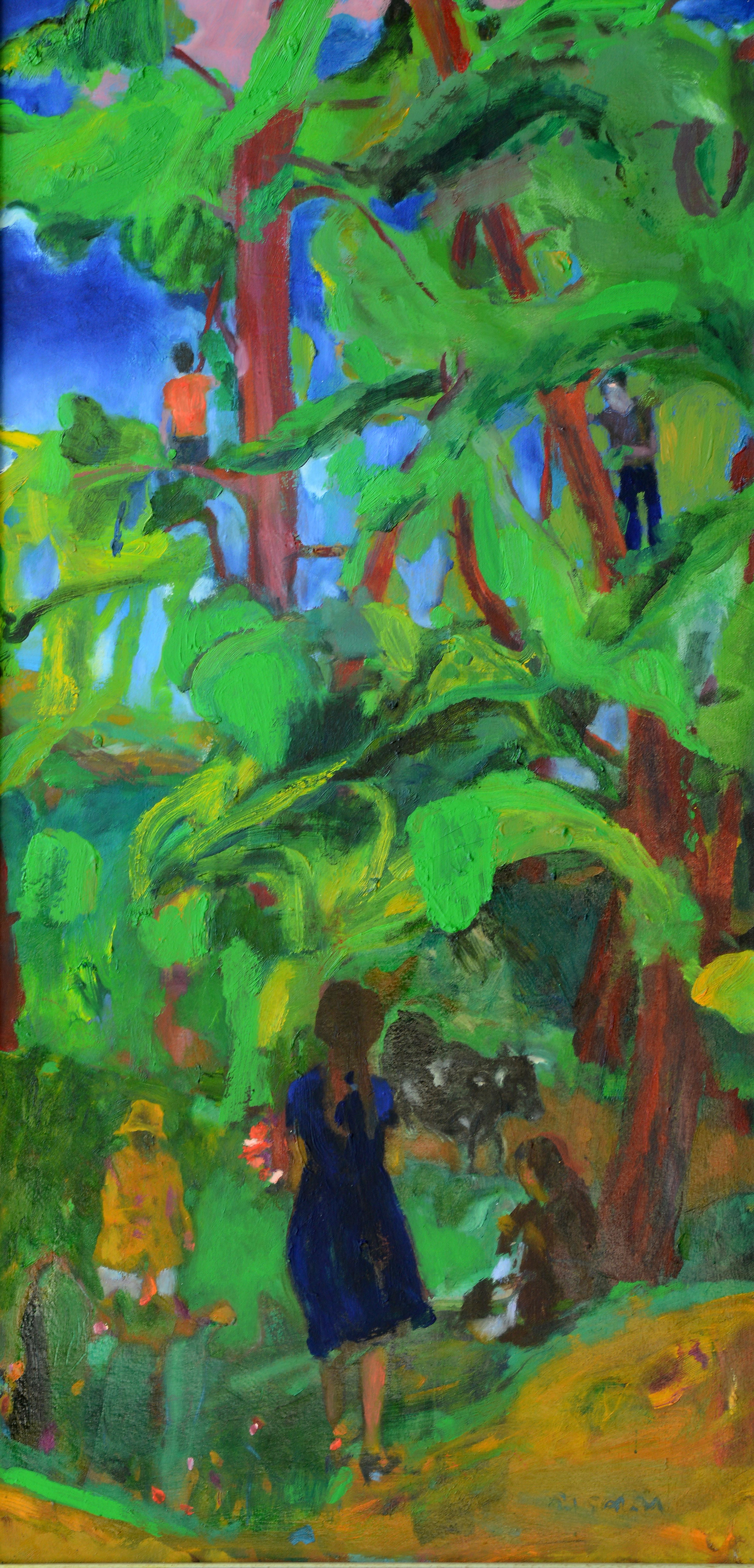 Çocukluk Ağaçlarımızın Yeşilindeki Hınzır, 2003, Tuval üzerine yağlıboya- Oil on canvas, 100x50 cm